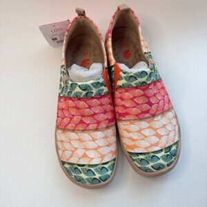 Womens Size 8 UIN Slip On Shoes Canvas Comfortable Loafers Bodhi Leaf